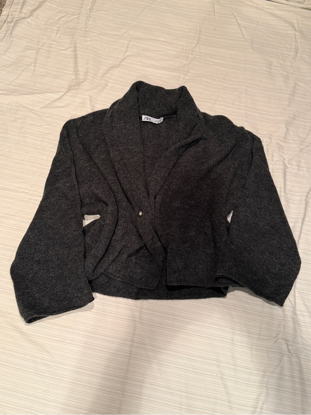 Zara Charcoal Gray Short Cardigan Sweater size Small